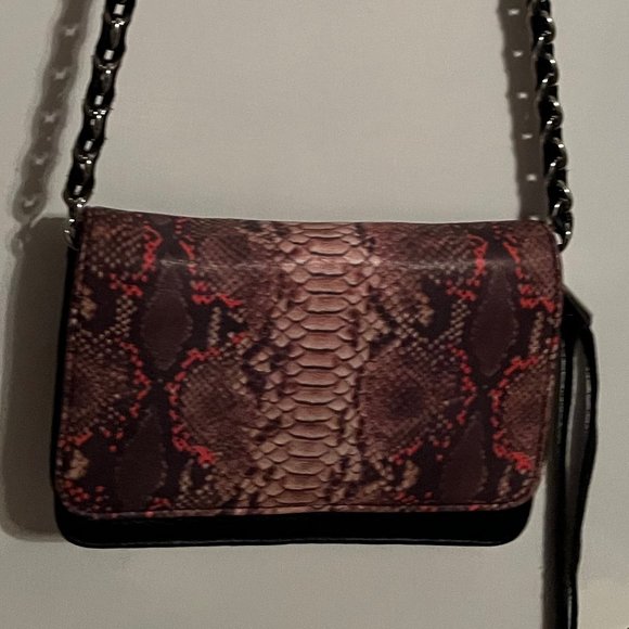 AIMEE KESTENBERG. BLACK & SNAKSKIN PRINT SMALLCROSSBODY
